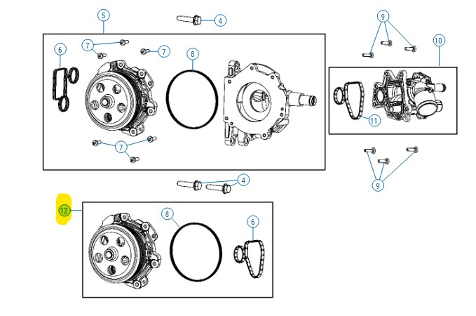 68548612AC Water pump (Hurricane 3,0L) - 68548612AC - Afbeelding 1